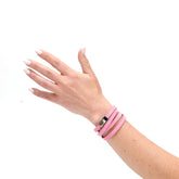 Bracciale multigiro in scamosciato rosa